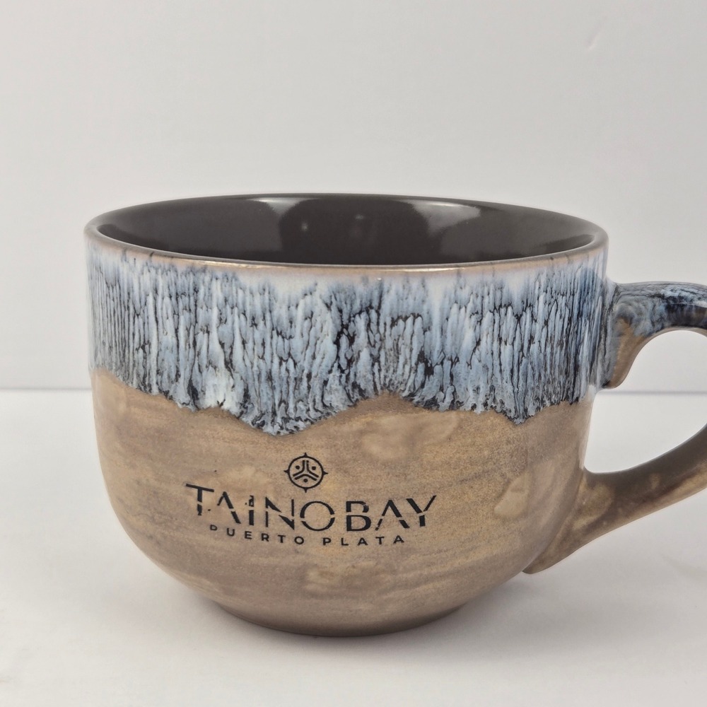 Taino Bay Puerto Plata Dominican Republic Souvenir Coffee Mug Blue Tan Glaze